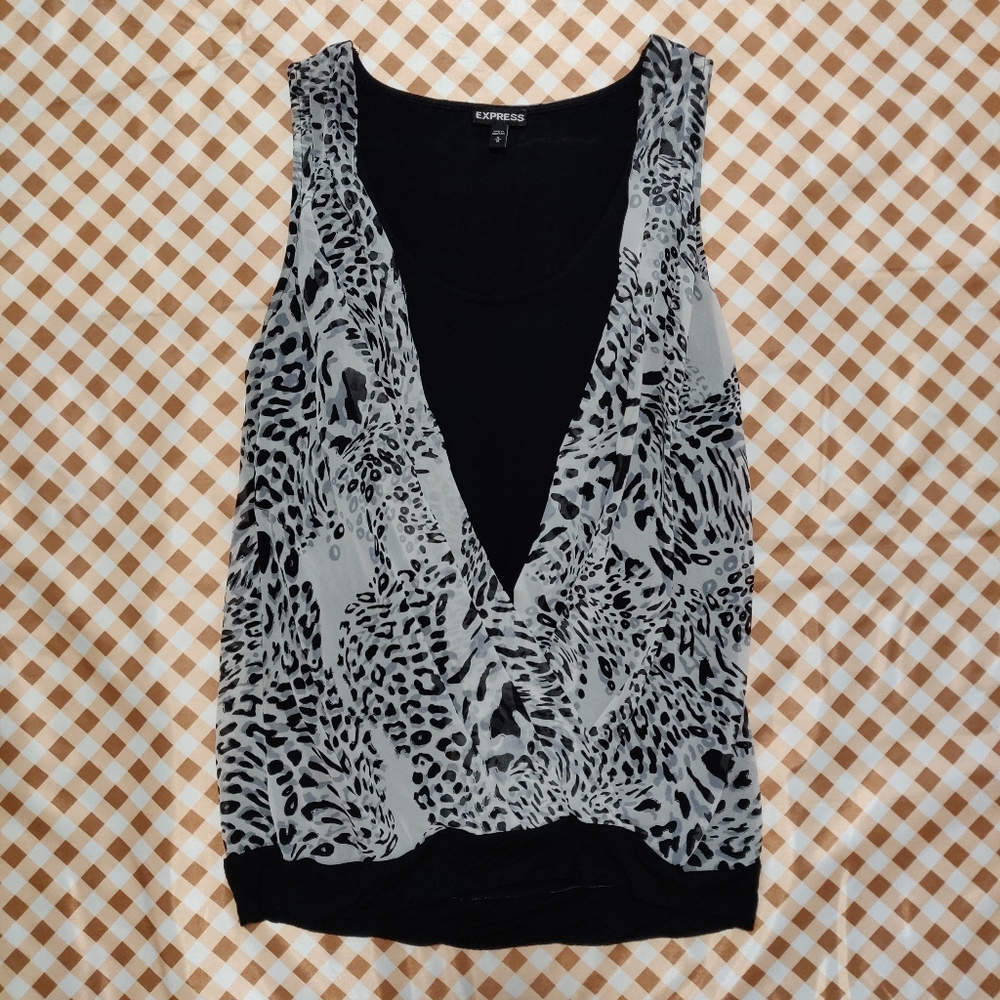 Express Leopard Print No Sleeve Top